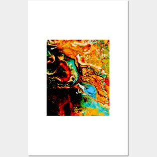 Coral turquoise paint pour festival Posters and Art